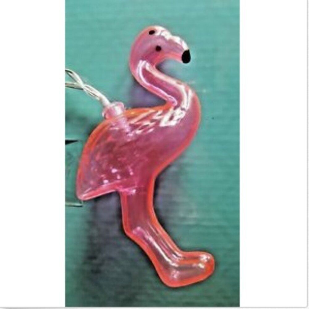 Pink Flamingo Patio String Lights 10 Battery operated Luau Party Summer  *